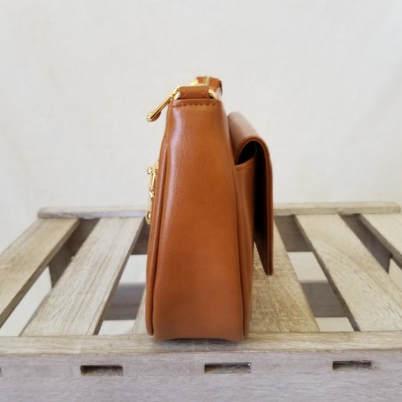 NEW! Brown Faux Leather Purse Shoulder Crossbody Bag w/Detachable Strap - Picture 13 of 14